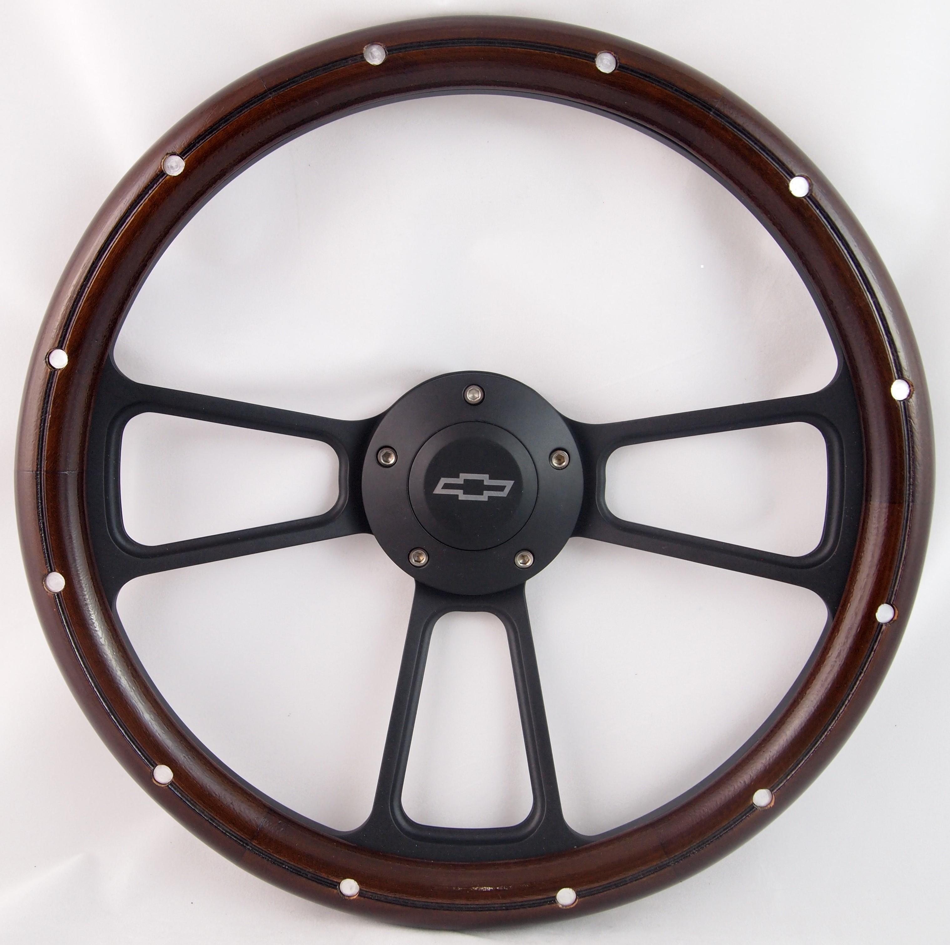 67 CORVETTE Non-telescopic 14" Wood Billet Black Steering Wheel Set Adapter & Horn Sale